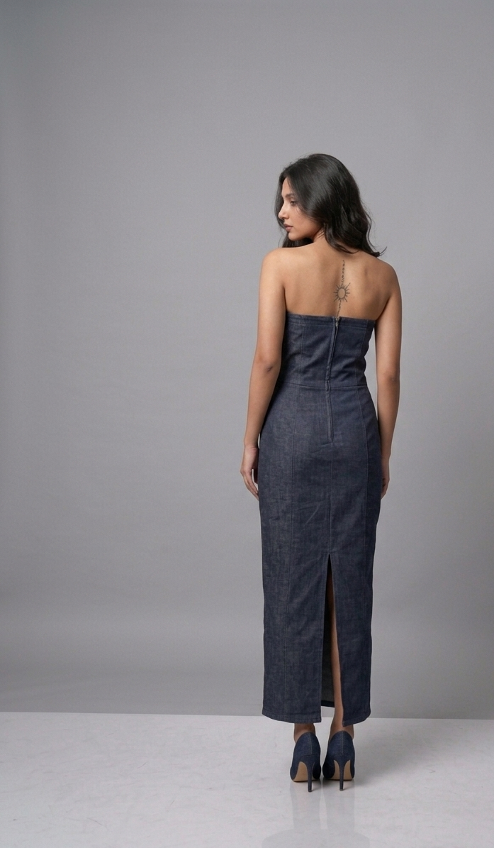 Denim midi dress