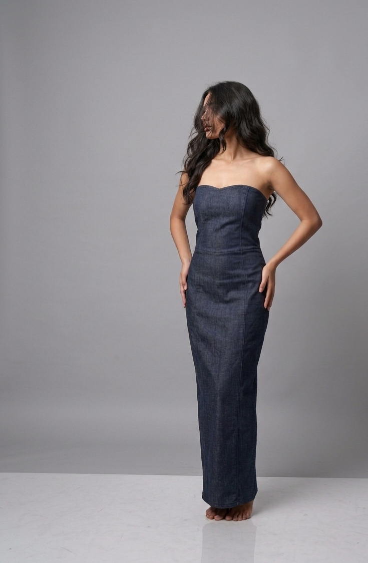 Denim midi dress