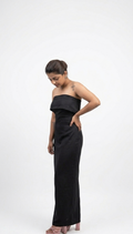 Black Butter Crepe Straight Fit Maxi Dress