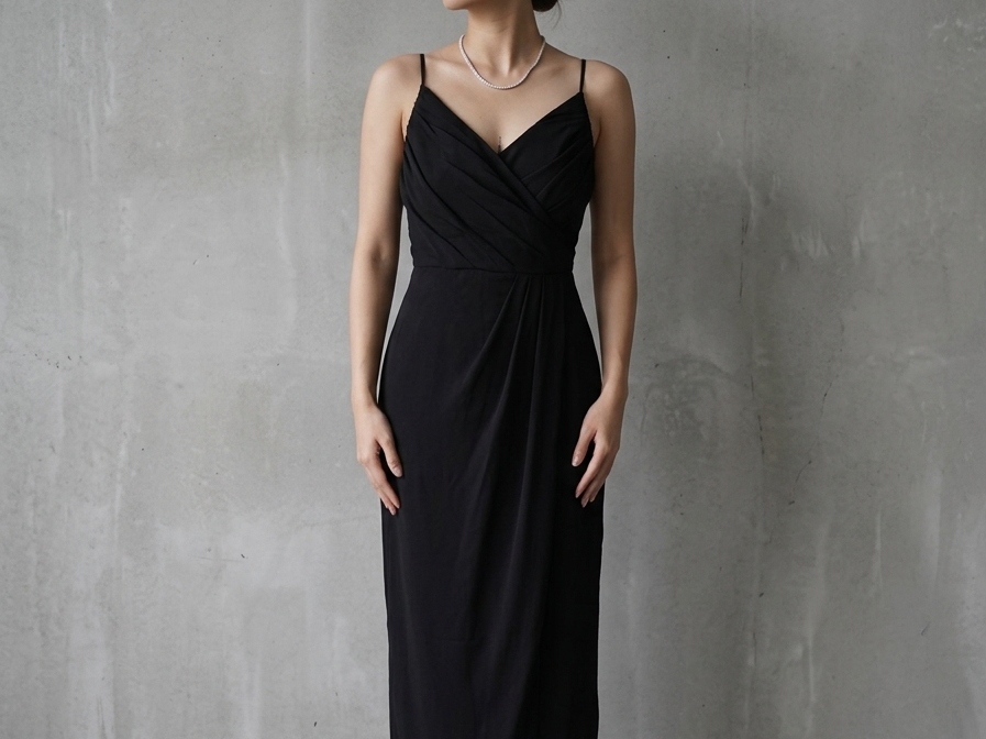 Classic Black Butter Crepe Slip Maxi Dress