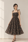 Kota doriya noodle strap black Midi dress