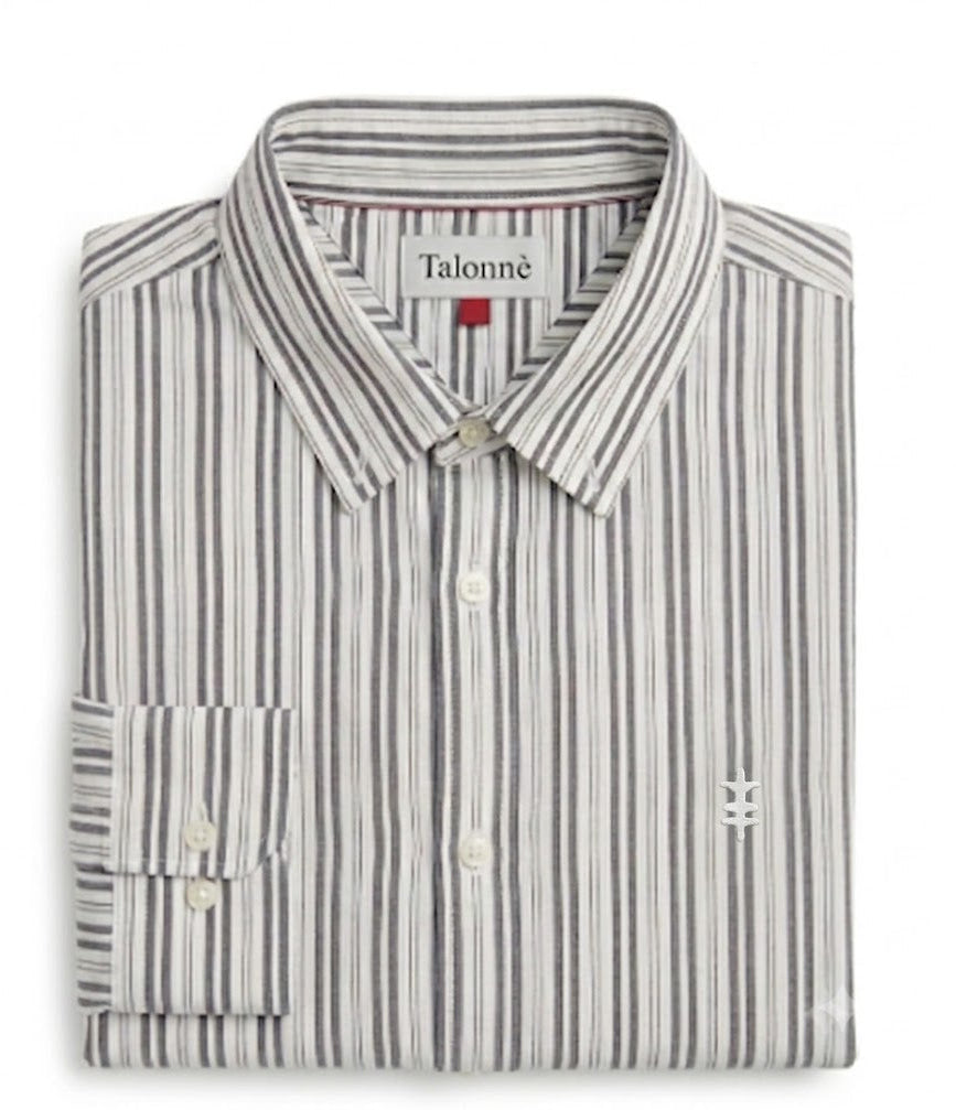 Blue double striped cotton linen men shirts