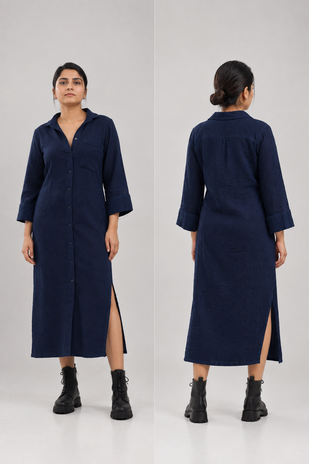 Crushed cotton shirt dresses.
