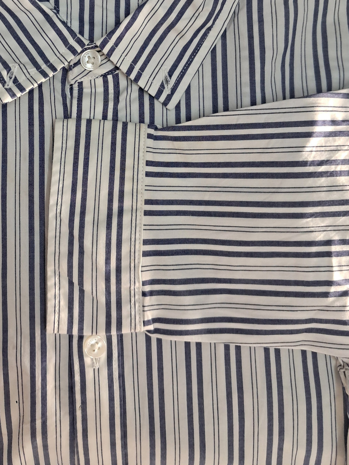 Blue double striped cotton linen men shirts