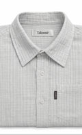 Blue striped men shirt in cotton handloom texture fabric
