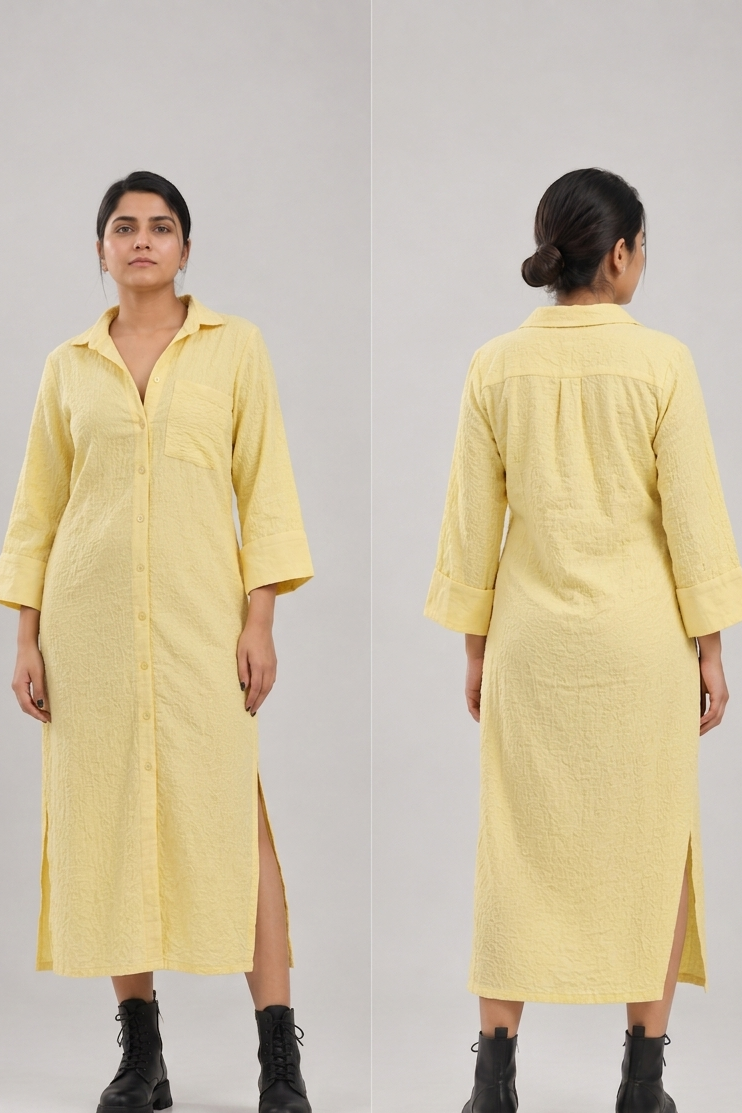 Crushed cotton shirt dresses.