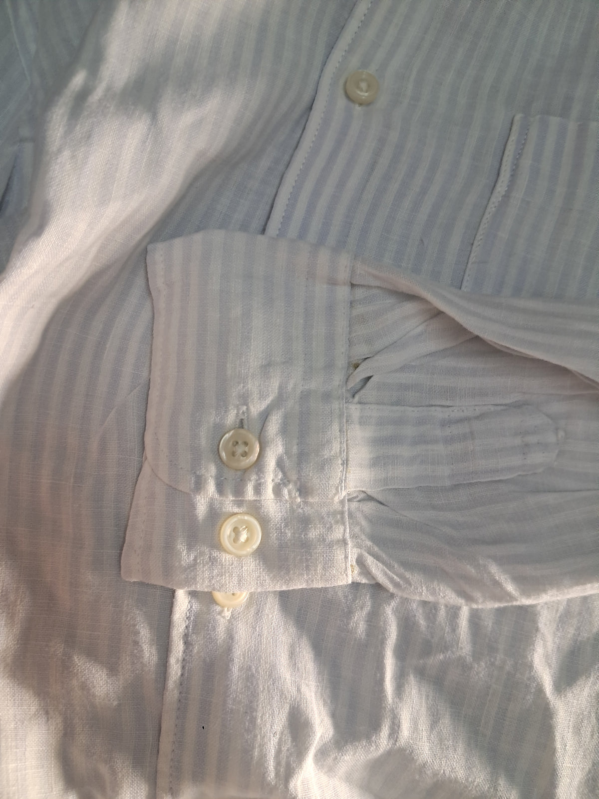Blue striped men shirt in cotton handloom texture fabric